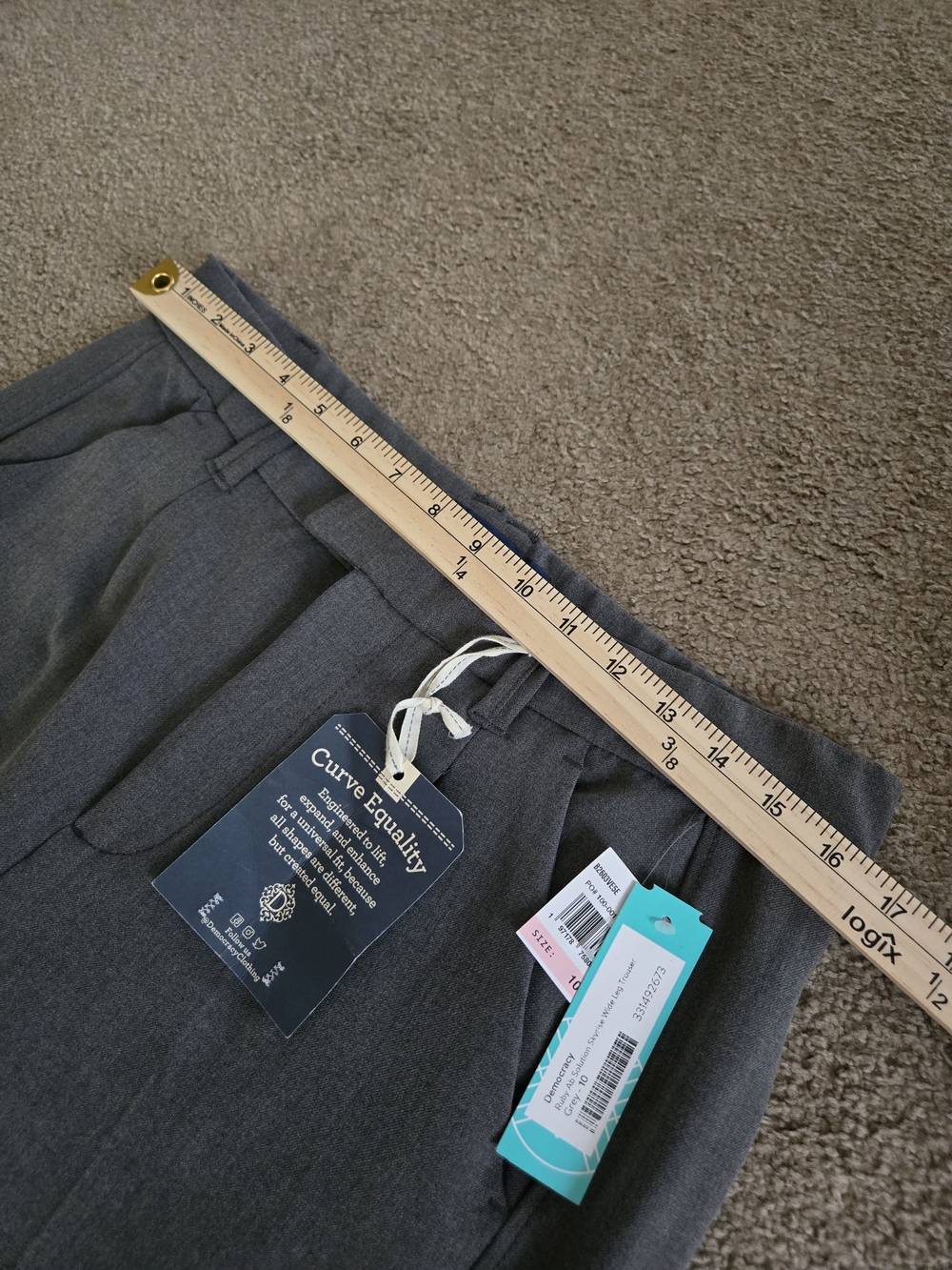 Democracy Gray Ab Solution Skyrise Wide-Leg Dress Pants 10 Mold & Hold Slimming - Picture 13 of 15